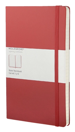 [011518] Carnet de notes Moleskine large 130x210mm ligné couverture rigide rouge