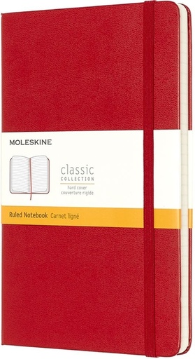 [011518] Carnet de notes Moleskine large 130x210mm ligné couverture rigide rouge