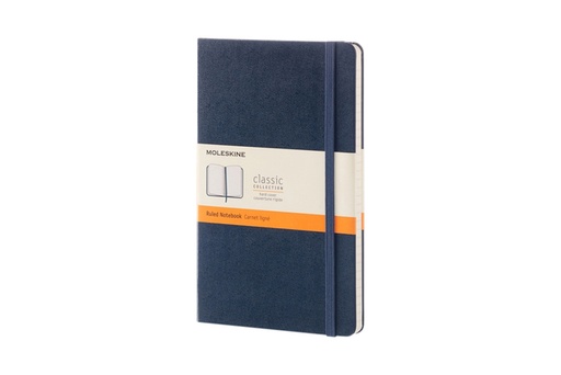 [011392] Carnet Moleskine large 210x130mm Couverture rigide ligné bleu saphir