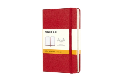 [011526] Carnet de notes Moleskine Pocket 90x140mm ligné rigide rouge