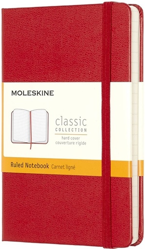 [011526] Notitieboek Moleskine pocket 90x140mm lijn hard cover rood
