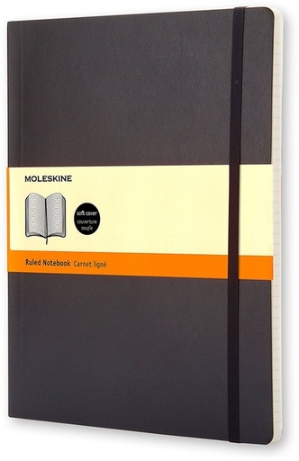 [011530] Carnet de notes Moleskine XL 190x250mm ligné couverture souple noir