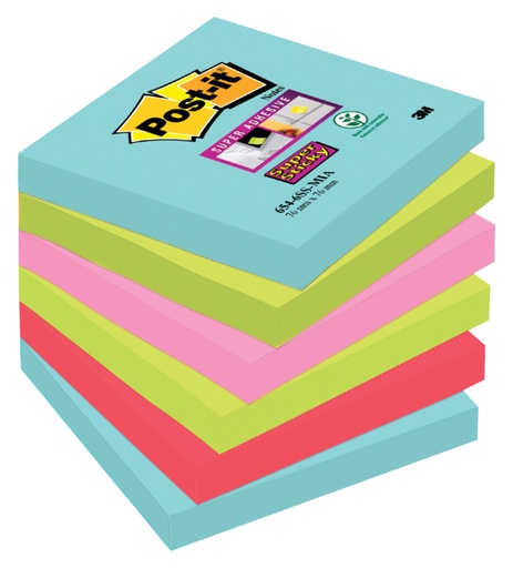 [392756] Memoblok Post-it 654 Super Sticky 76x76mm Cosmic 6 stuks