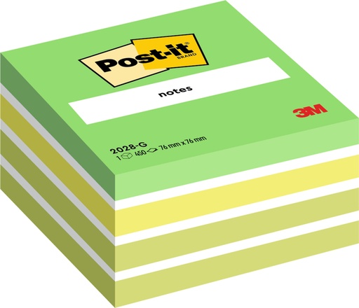 [392590] Bloc-mémos Post-it 2028 76x76mm cube vert pastel