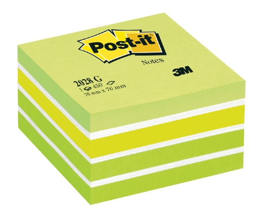 [392590] Bloc-mémos Post-it 2028 76x76mm cube vert pastel